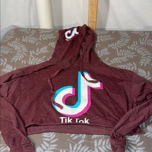 TikTok Maroon Cropped Hoodie